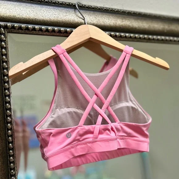 Lululemon Hot Pink High Neck Sports Bra | Banded Back | Like-New - Picture 2 of 5